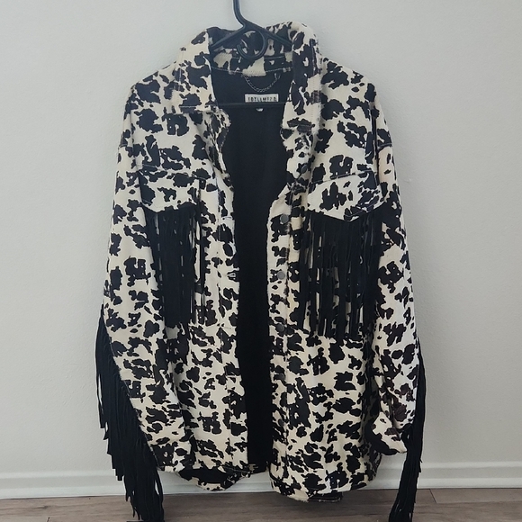 Idyllwind Hair-On Cow Hide Fringe Shacket Jacket - Picture 3 of 12